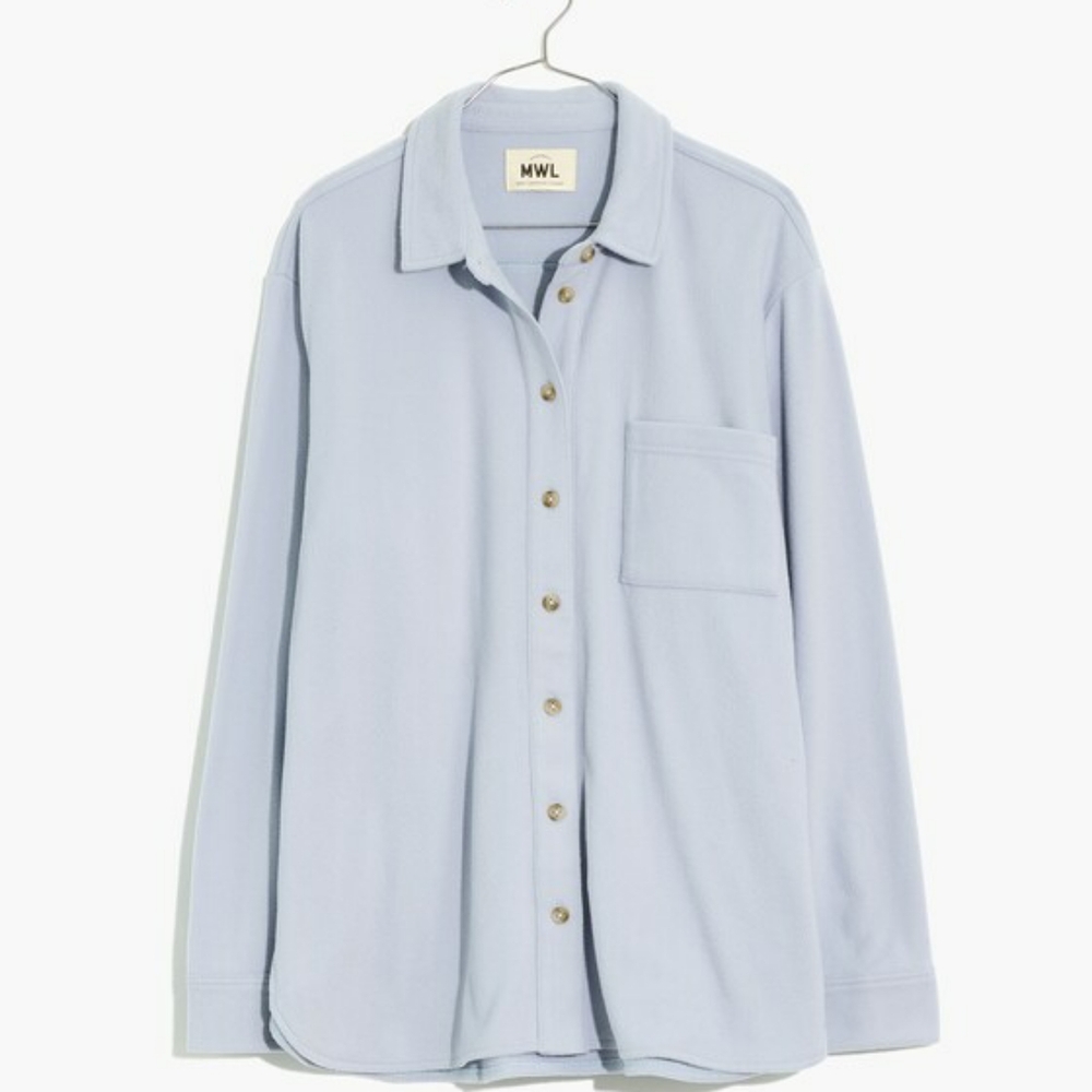 Madewell MWL Fleecelayer Shirt Jacket in Dusty Pool Medium